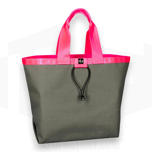 Tote Bag 23L | Grid Canvas | Grey/Fluro Pink