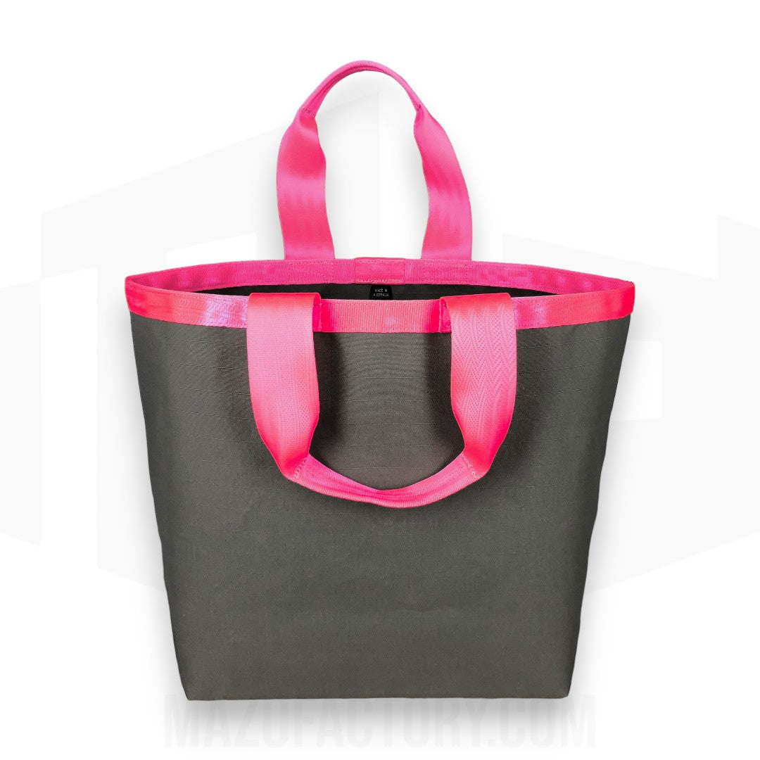 Tote Bag 23L | Grid Canvas | Grey/Fluro Pink