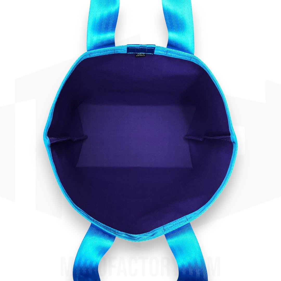 Tote Bag 23L | Grid Canvas | Purple/Aqua