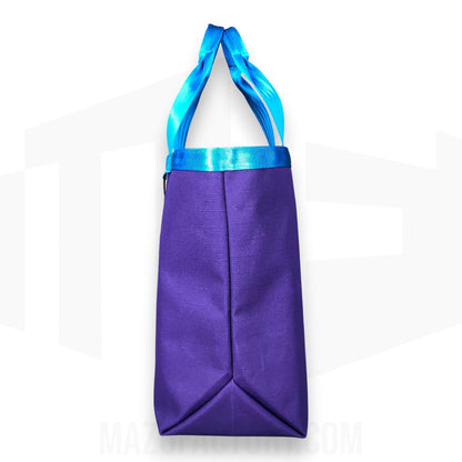 Tote Bag 23L | Grid Canvas | Purple/Aqua